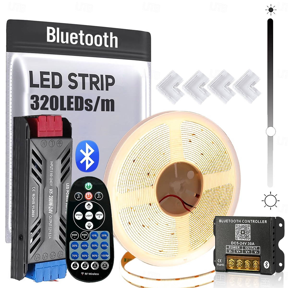 COB LED intelligens szalagfények, időzítő zeneszinkronizáció, RF távirányítóval és alkalmazással szabályozható, fényes, 16,4-65 láb (3000-6500k), COB LED fényszalag hálószobába, nappaliba, 2026 - $37.99 –P1