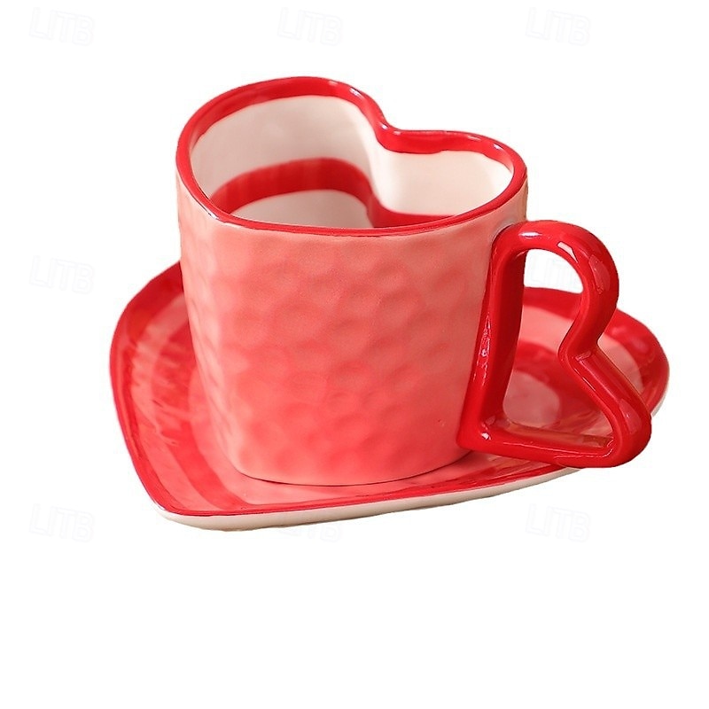 Hartvormige koffiemok van 295 ml – schattige keramische mok met hartje als accent, perfect voor Valentijnsdag, bruiloften, jubilea, romantische cadeaus, koffie, thee, warme chocolademelk, en als 2026 - $21.99 –P6
