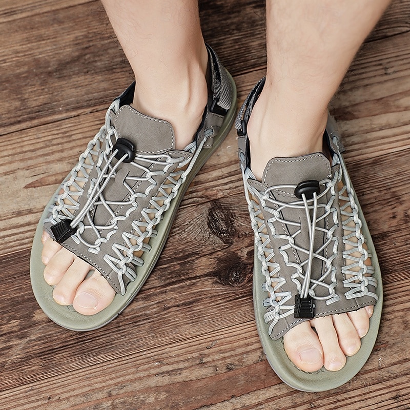 sandali da uomo color cuoio con cinturini regolabili, traspiranti e comodi, ideali per attività estive all'aperto e vacanze del 2026 a $46.99 –P4