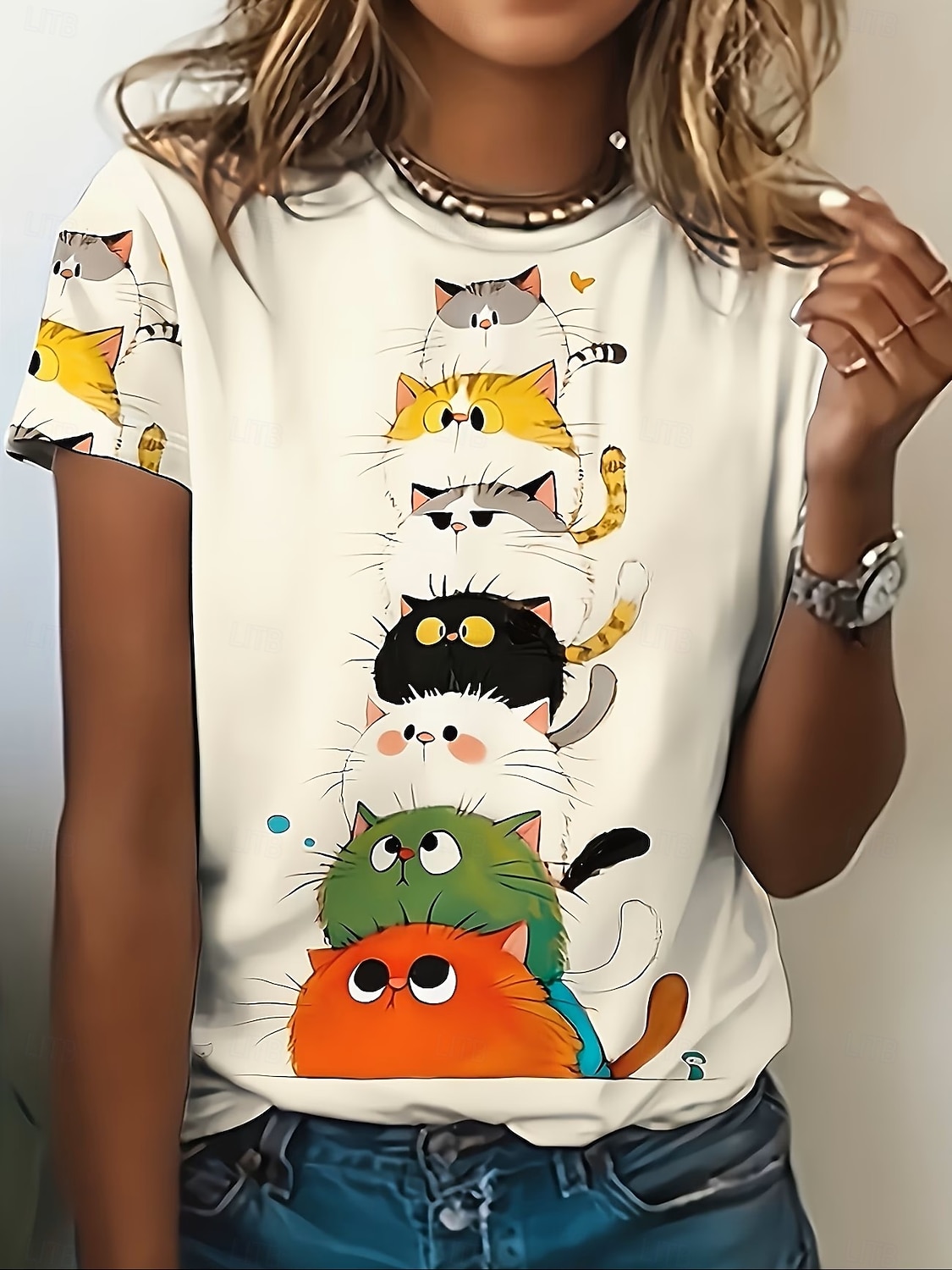 Femmes T-shirt Imprimé Graphique Animal ancien Élégant Classique Manche Courte Col ras du cou Col rond Hauts Réguliers Quotidien Week-end Blanc / Noir Noir Blanche Été Printemps Automne Hiver de 2026 ? $22.99 –P1