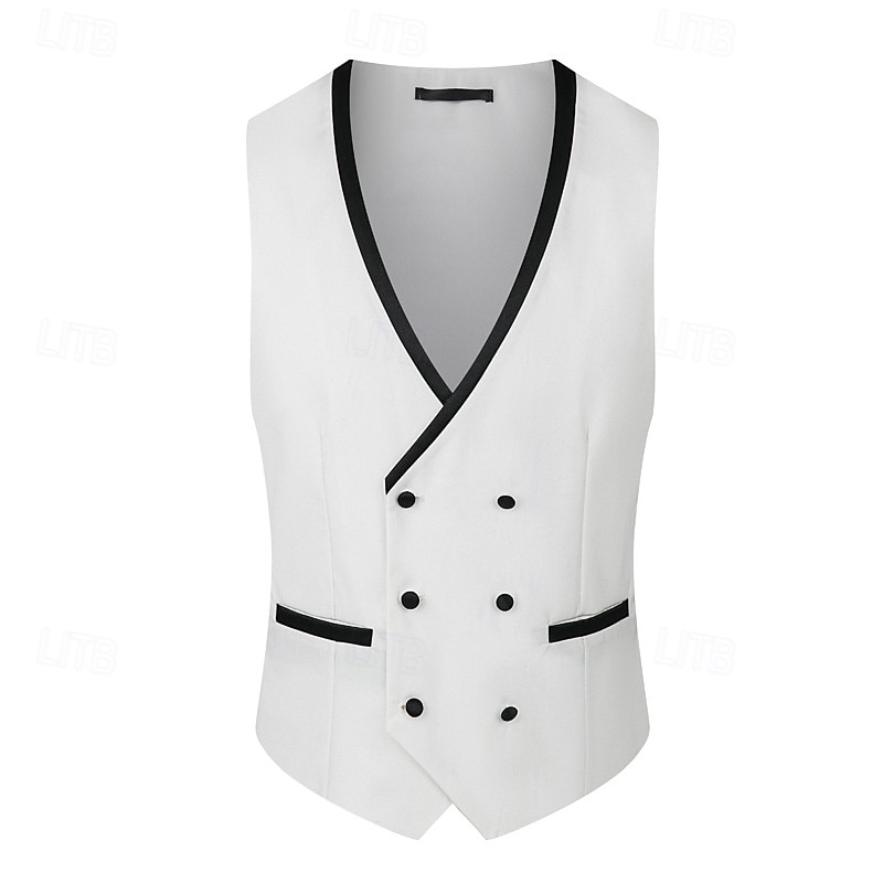 A bărbaților Smoking Costume de petrecere Casual Afaceri Albastru piscină Negru Primăvară Costum Șap de rețea Petrecere Afacere Dungi Slim Fit Set 3 piese Un singur rând, un nasture 2026 - $129.99 –P13