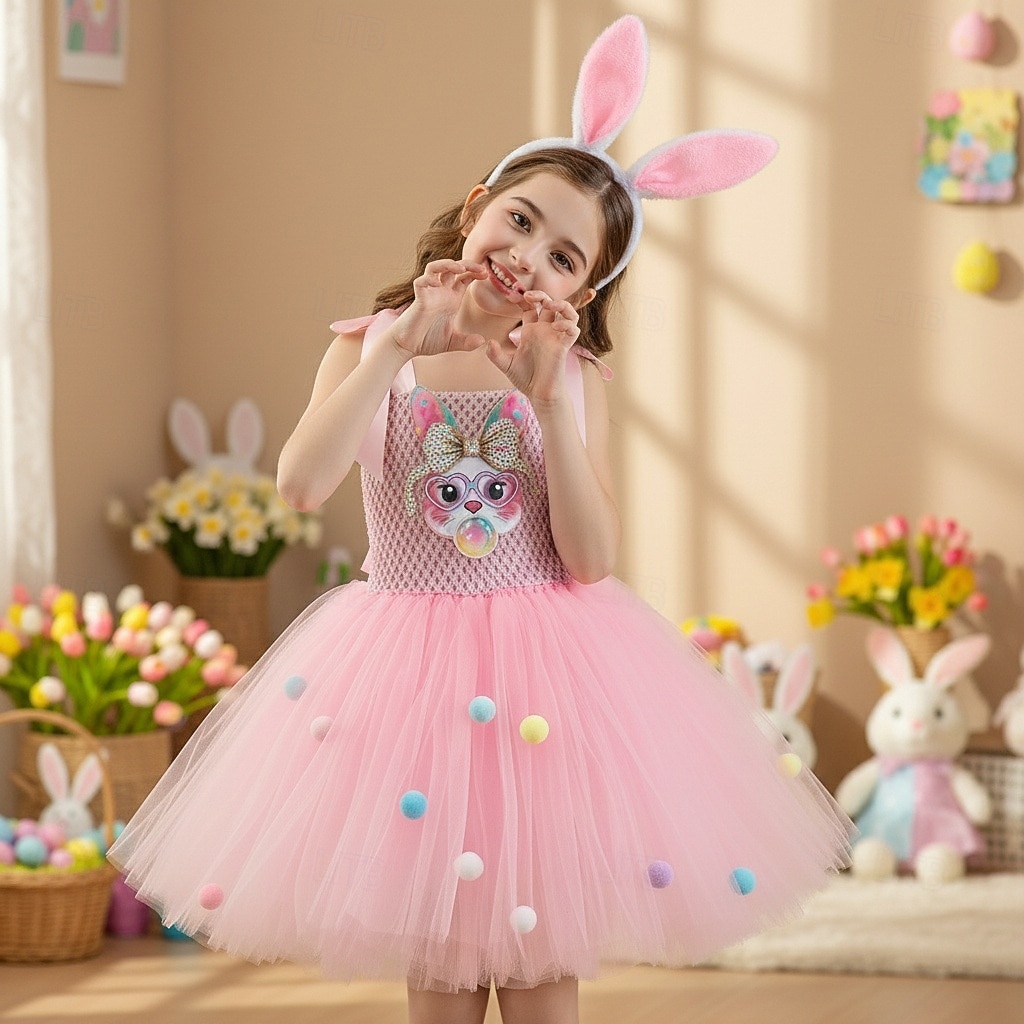 Tutu Túnica Princesas Animal conejo de Pascua Vestidos Gracioso Niños Chica Día del Niño Semana Santa Carnaval Fiesta Disfrazarse 2026 - $27.99 –P5