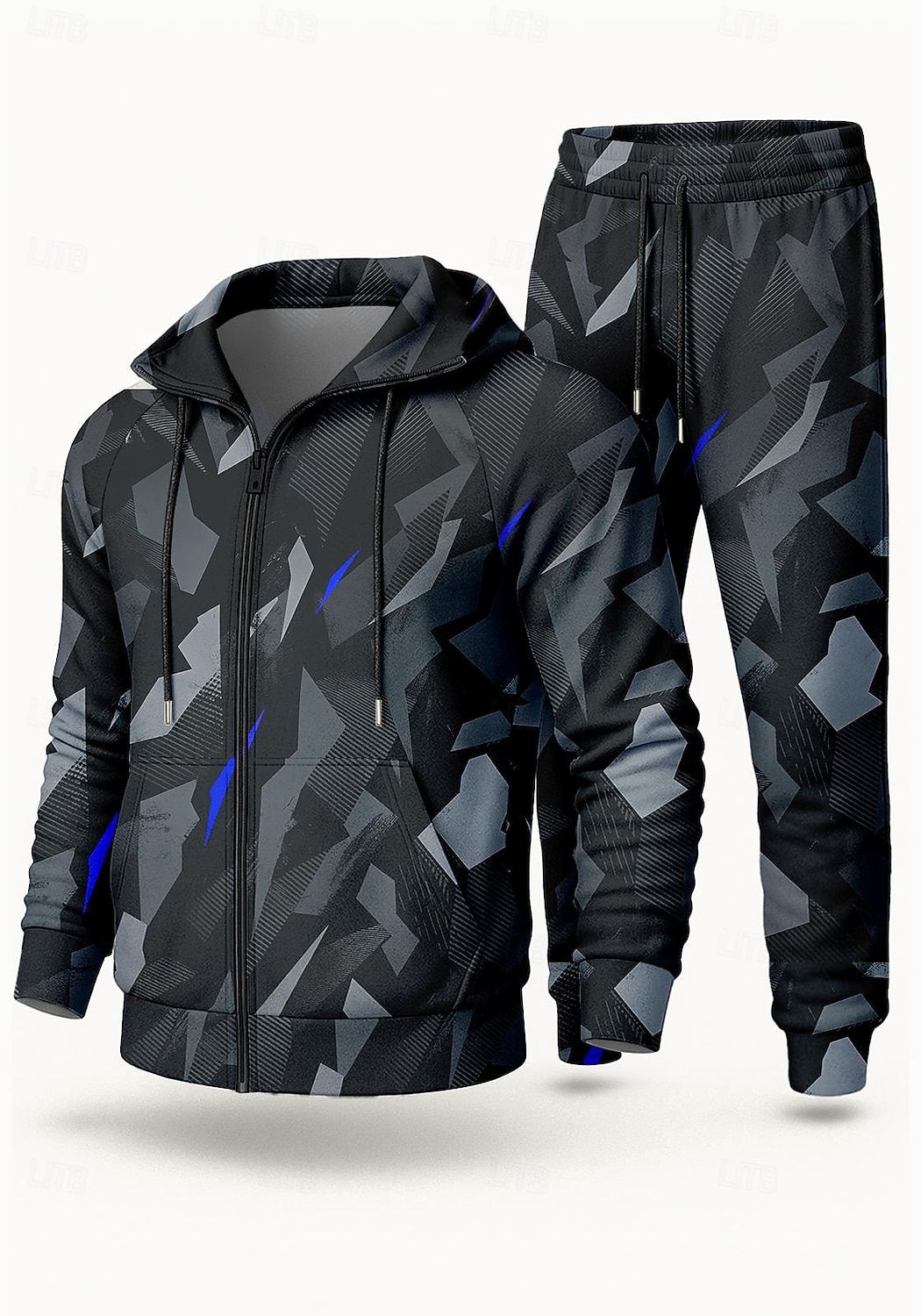 Муж. Толстовка Спортивный костюм Комплект спортивной одежды Кулиска Застегнуться Геометрия Наборы одежды Осень Зима Тёмно-синий Темно-серый Назначение На открытом воздухе Путешествия Легкость Мода 2026 - $47.99 –P4