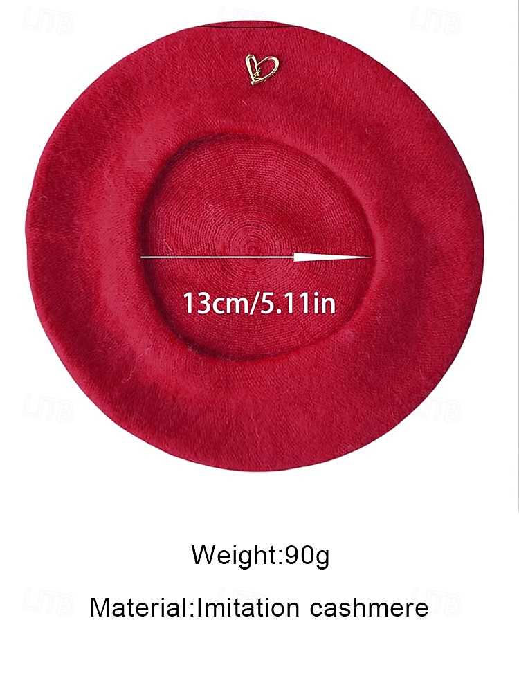Damesbaret met hartje, gemaakt van imitatiewol, verkrijgbaar in verschillende kleuren, perfect als Valentijnsdagcadeau of voor dagelijks gebruik. 2026 - $14.99 –P10