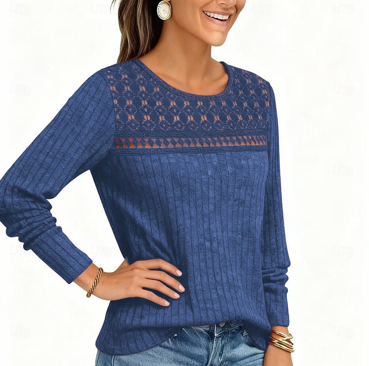 Női Ribos kötött topok Póló Fűzőlyuk Szüret Alkalmi Hosszú ujj Terített nyak Kerek Normál felsők Napi Alkalmi Hétvége Medence Gesztenyebarna Fekete Bor Katonai zöld Tavasz Ősz 2026 - $21.99 –P3