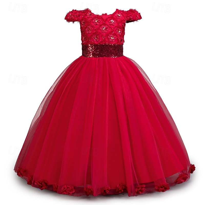 Vestido de Niña Florista Chica Vestido formal Atuendo de boda Fiesta Boda Formal Moda Adorable Princesa Retazos Malla Color sólido Sin Mangas Cuello Barco Azul Piscina Rosa 4 años + 2026 - $55.99 –P10