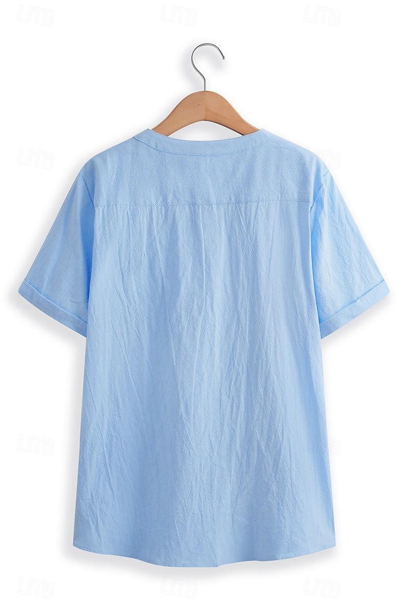 Homme Chemise Chemise en lin Chemise d'été Tenue de plage Chemise à col officier Chemise Boutonnée Uni Occasionnel Quotidien Noir Blanche Kaki Gris Manche Courte Col mandarin Été Vêtement Tenue de 2026 ? $24.99 –P4