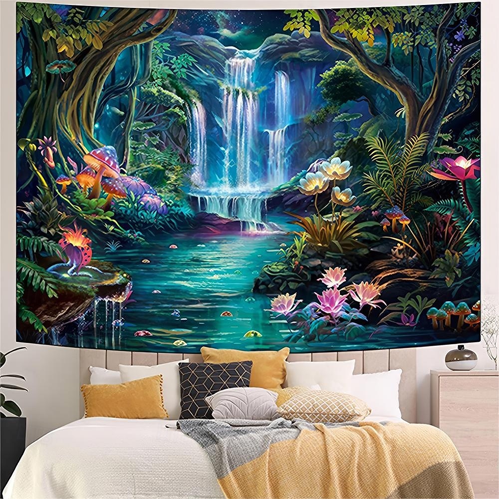 Arazzo da parete con farfalle, estetica, foresta incantata, paesaggio misterioso luminoso, per camera da letto, soggiorno, dormitorio, arredamento per la casa del 2026 a $19.99 –P5