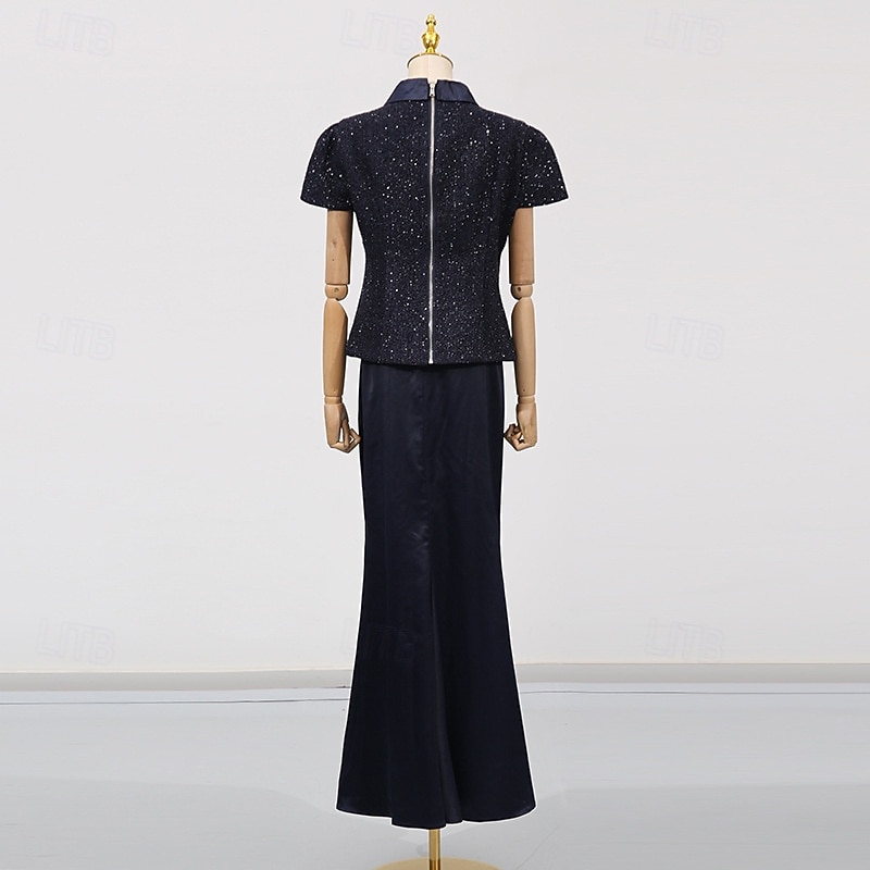 Mermaid Trumpet Ankle Length Derby Dress Mother of the Bride Dress Short Sleeve High Neck Elegant Kentucky Derby with Flower 2026 - $137.99 –P5