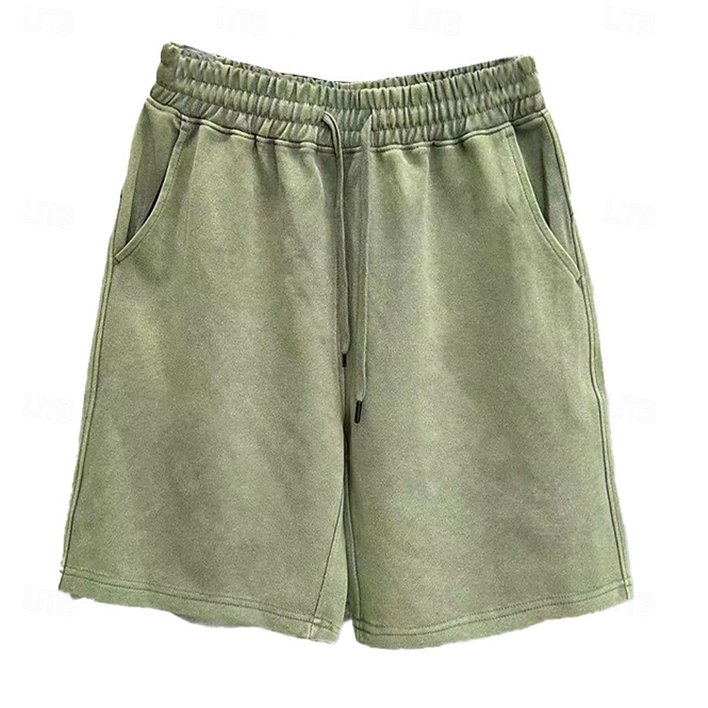 Herren Shorts Freizeitshorts Acid Wash Shorts Kordelzug Elastischer Bund Einheitliche Farbe Komfort Atmungsaktiv Knielang Täglich Streetwear Ferien Mode Retro Vintage Schwarz Marineblau Mikroelastisch 2026 - $22.99 –P1