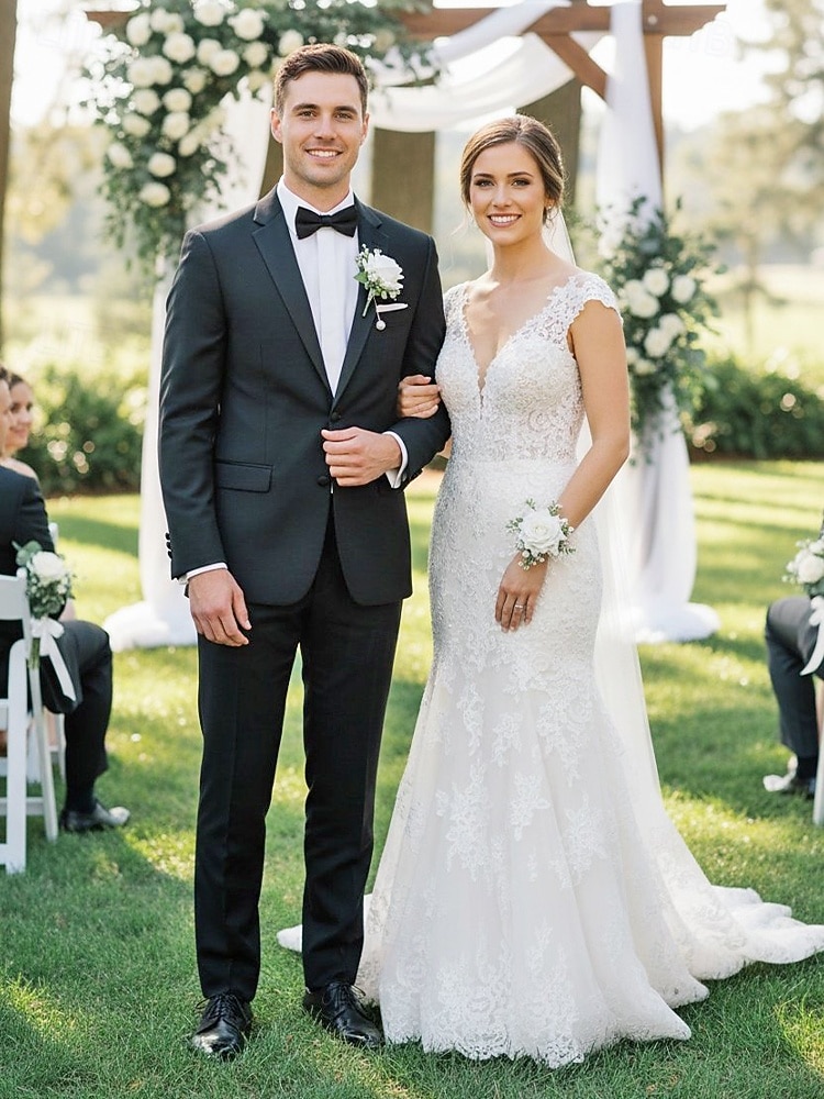 Women's Bridesmaid and Groomsman Corsage and Boutonniere Set, Available in Multiple Colors, Polyester Material, Perfect for Weddings and Parties 2026 - $11.99 –P4