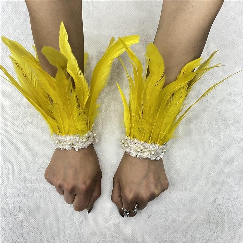 Carnaval 2026 Rio Carnaval Szamba Kiegészítők női zöld tollas csuklópántok fehér gyöngy csipkével Brazíliai Fesztivál Előadói Jelmez 2026 - $9.99 –P15