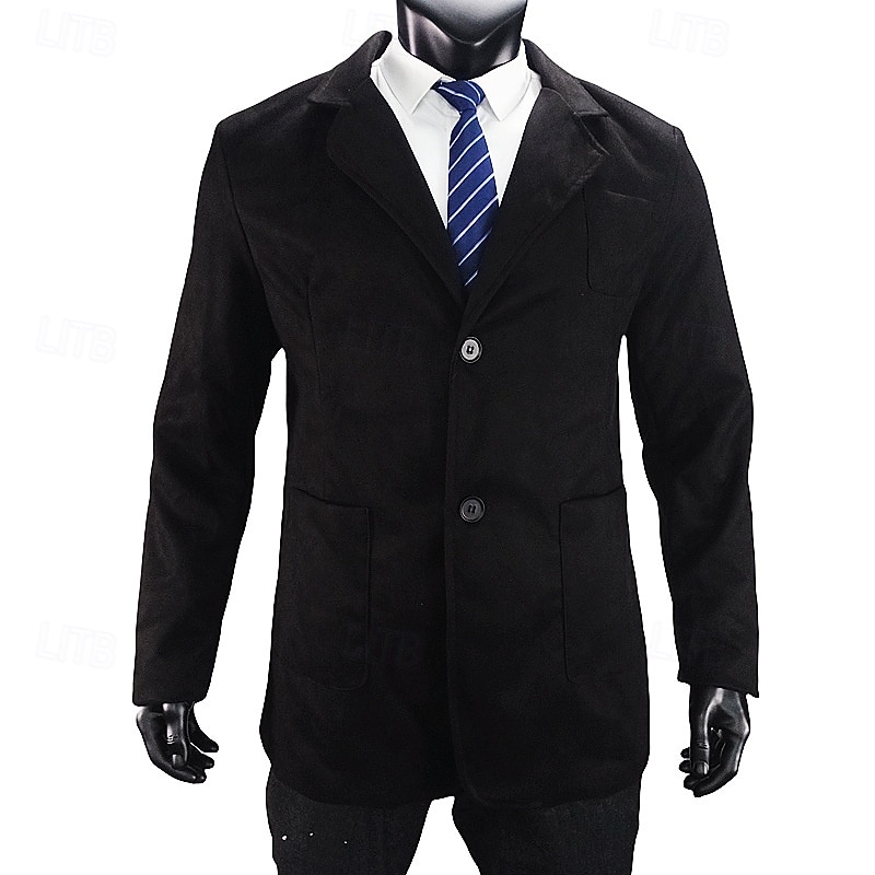 Herr Kavaj Vardaglig jacka Ledigt Dagligen Streetwear Mode Ledigt vardag Vår Höst Polyester Ensfärgat Klassisk Håller värmen Enkelknäppt med Två Knapphål Blazer Svart Rubinrött Grön Grå 2026 - $51.99 –P10