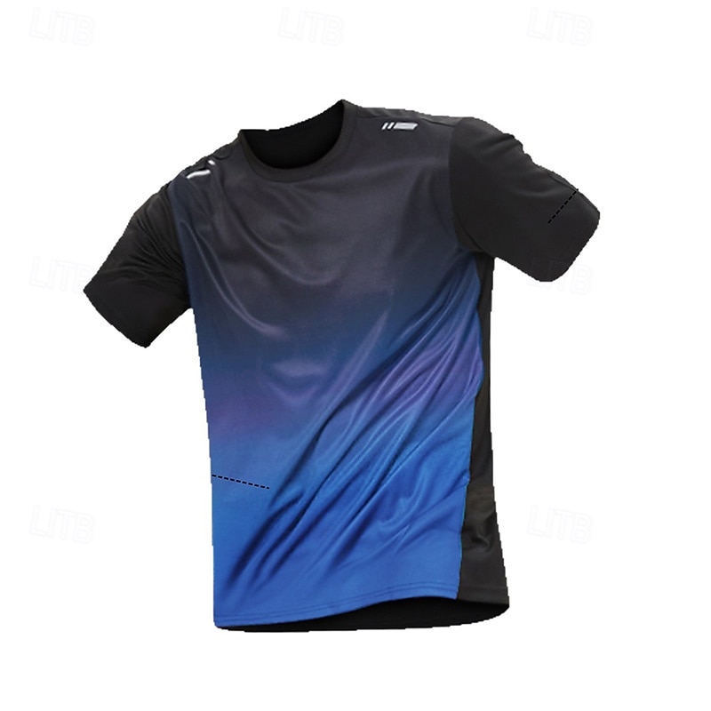 رجالي التدرج تيشيرت للجري قميص ضاغط الصيف كم قصير سريع جاف ضغط رطوبة فتل تمرين نادي رياضي التدريب النشط ممارسه الرياضه أزرق سكني غامق أسود ملابس رياضية ألبسة رياضية 2026 - $11.49 –P1