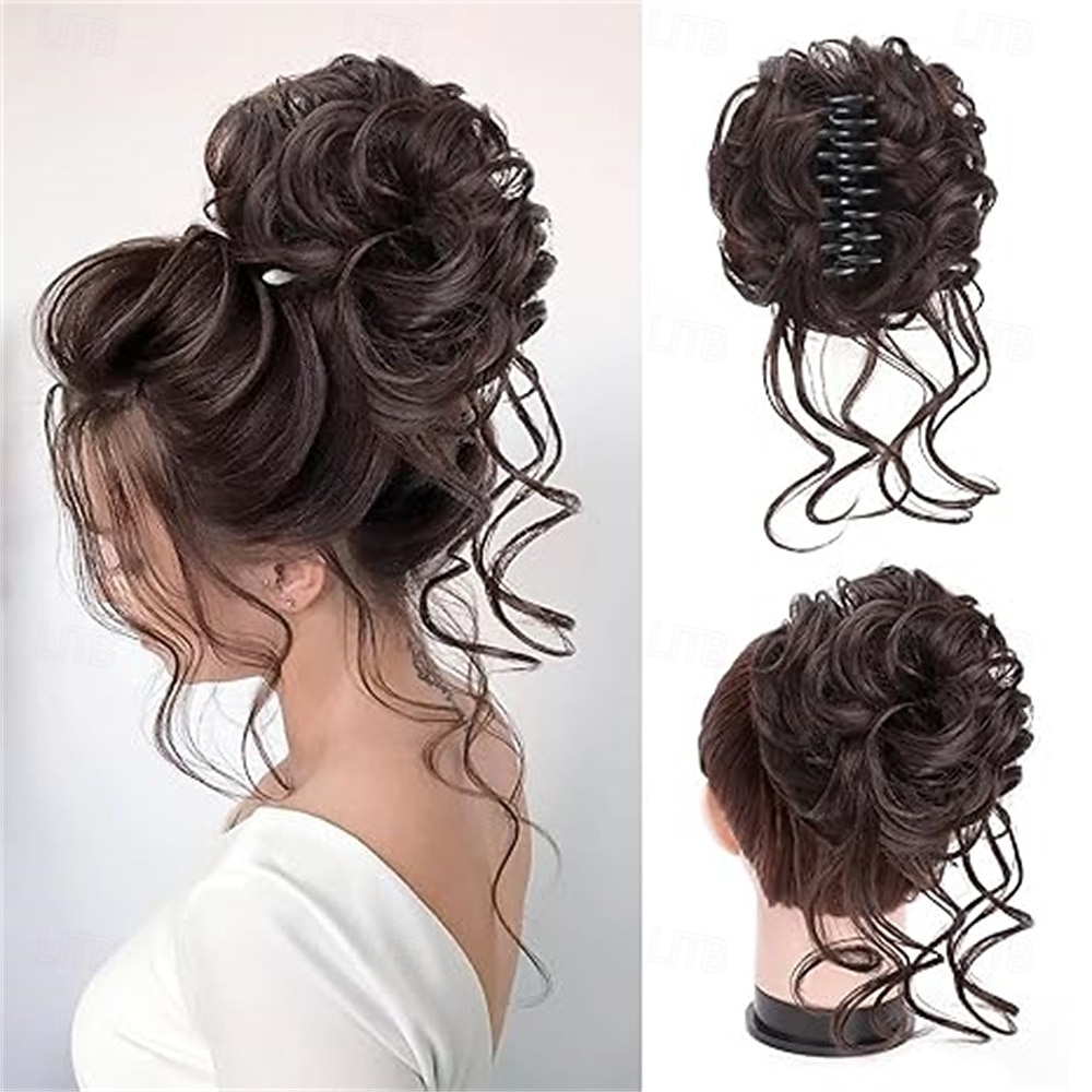 sotkuiset nutturaosat naisille, tekonutturanpidennykset, klipsiponinhäntä, luonnolliset hiuspidennykset, hiuslisäkkeet naisille (ruskea sekoitus, luonnonvaalea) 2026 - $10.99 –P4