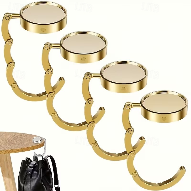 4 ganchos de metal plegables para bolsos, portátiles y antideslizantes, multifuncionales en tono dorado, adecuados para mesas, almacenamiento de billeteras, bolsos de mujer, ganchos para mochilas de 2026 - $21.99 –P1