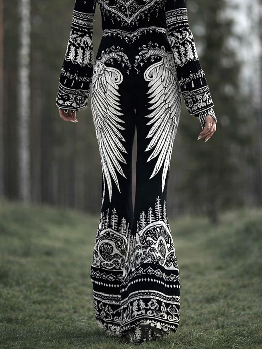 Damen Leggings Urlaub Vintage Ethno-Stil Lang Hohe Taille Grafik Abstrakt 3D-Druck Komfort Schnelltrocknend Atmungsaktivität Dehnbar Täglich Urlaub Straße Schwarz Grau Sommer Frühling Schmale Passform 2026 - $19.99 –P1