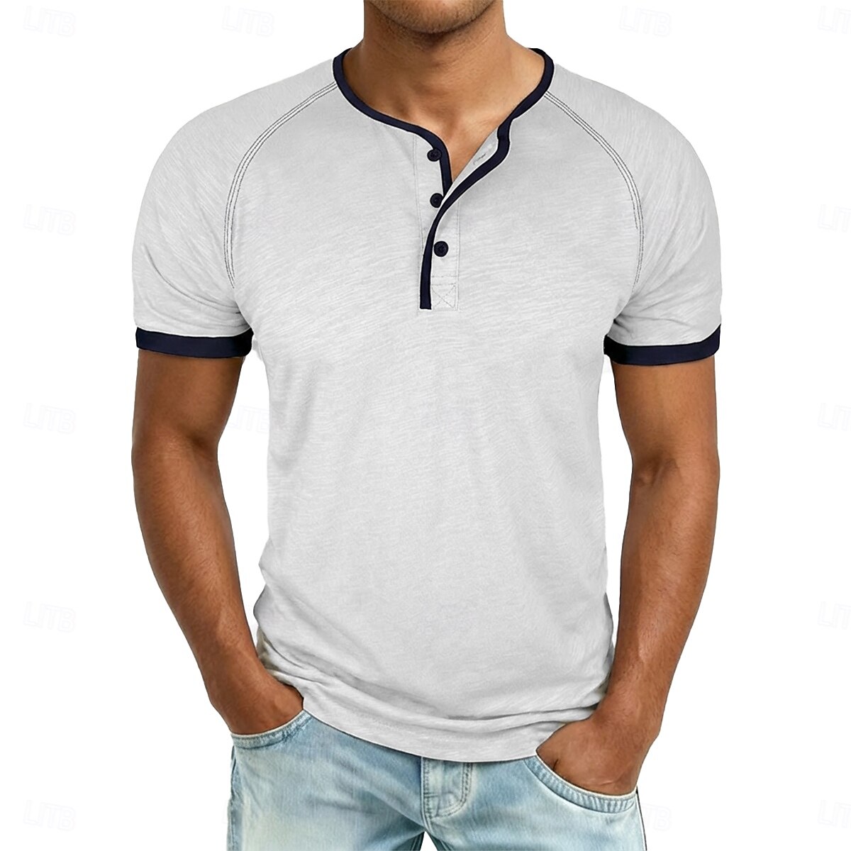 Homens Camisa Henley Camisetas Camiseta 100% algodão Manga Curta Côr Sólida Tecido Cor Única Moda Designer Casual Bloco de cor Botões Henley Casual Diário Ao ar livre Primavera Verão Verão Primavera de 2026 por $20.99 –P11