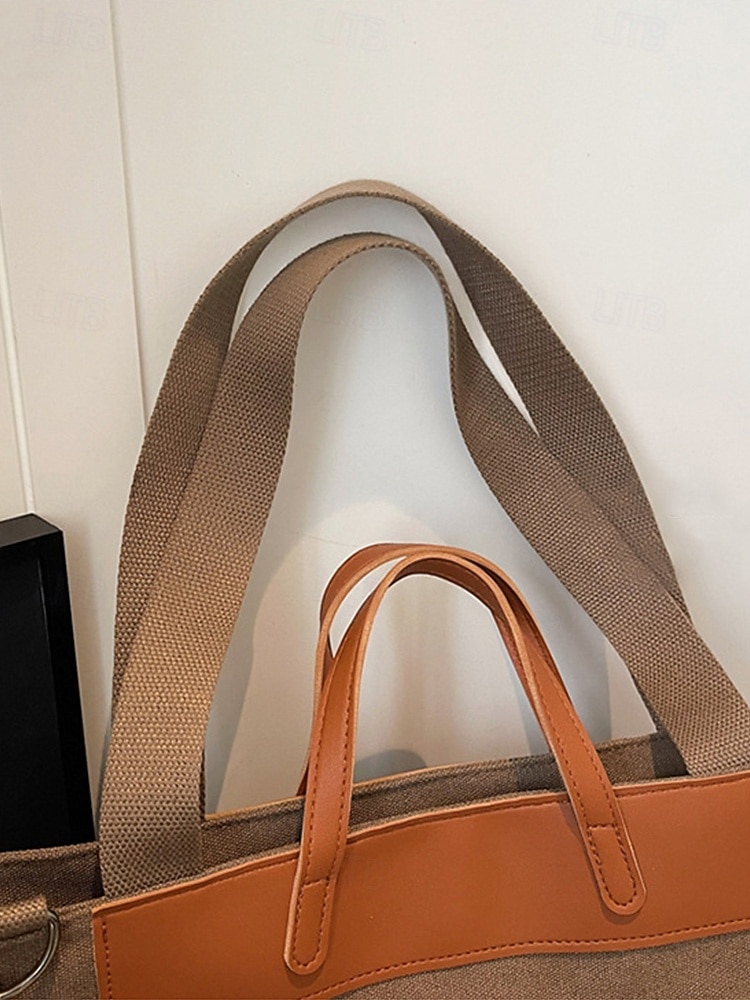 Bolso grande de lona de poliéster para mujer con correa de hombro ajustable, bolso bandolera versátil en varios colores, bolso informal diario para viajes, trabajo y compras. 2026 - $26.99 –P8