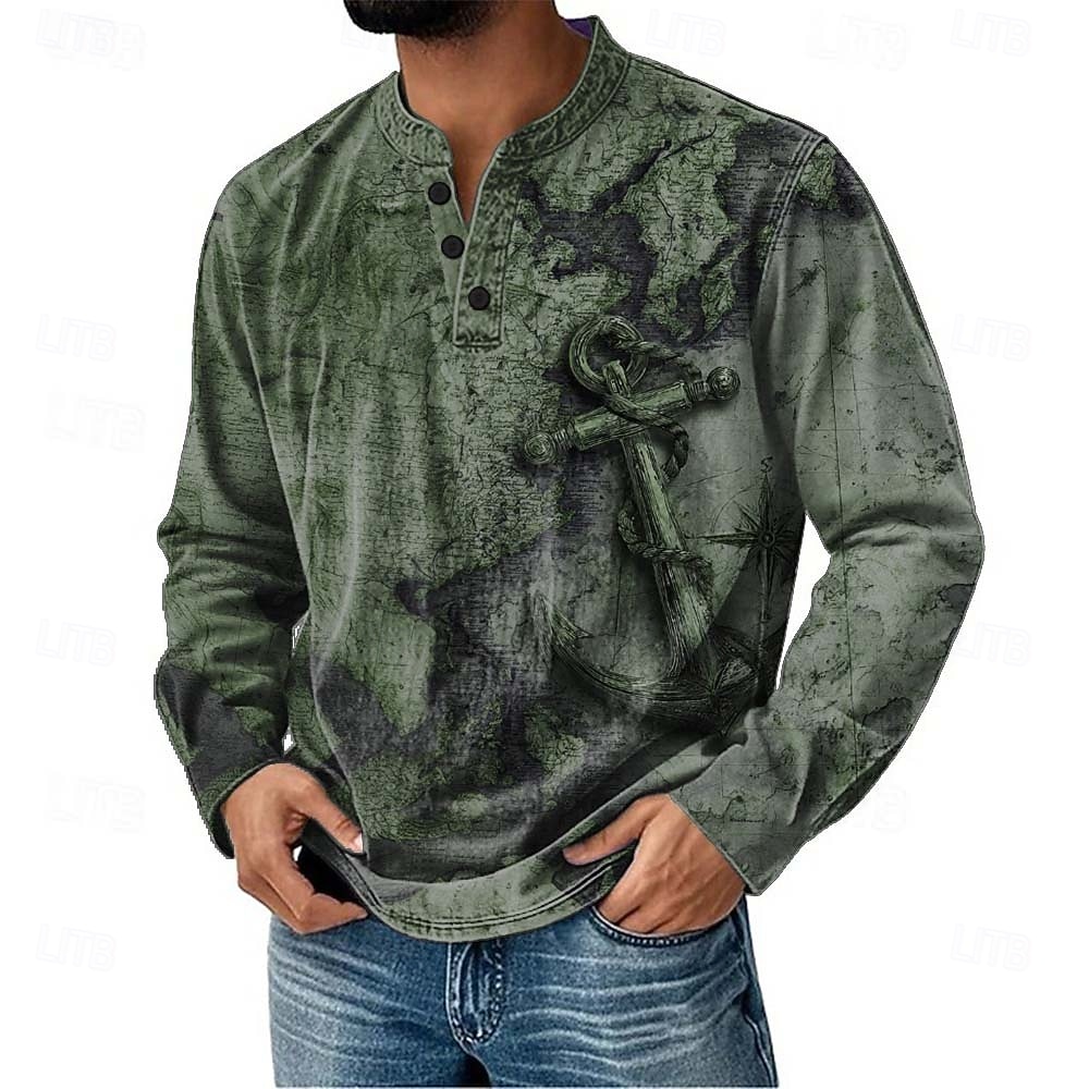 Per uomo Grafico Vintage Maglia Henley Manica Lunga Moda Carino Quotidiano Casuale Ferie Primavera Primavera & Autunno Tutte le stagioni Rosa Verde Cachi Blu scuro Henley Maglietta Henley del 2026 a $22.99 –P4