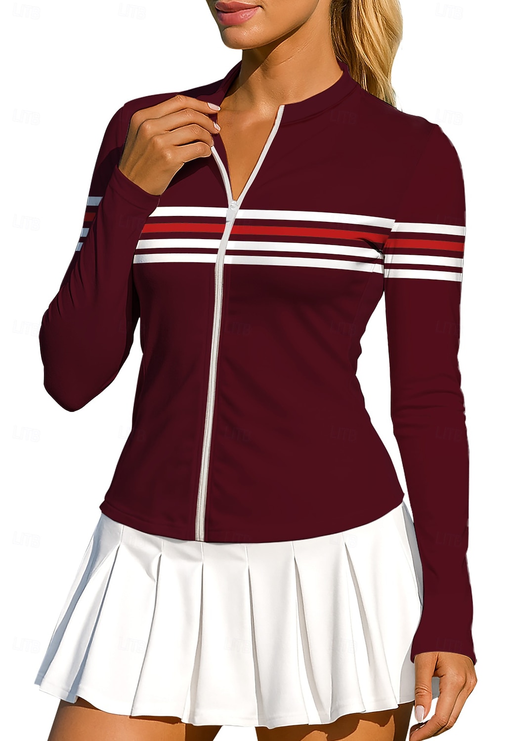 Damskie Geometryczny Pasek Topy Koszulka sportowa Koszulka do tenisa Koszulka tenisowa Długi rękaw Zamek Kwiaty UPF50+ Odporny na UV Wysoka elastyczność Odprowadza wilgoć Oddychający Siatkówka 2026 - $20.99 –P6