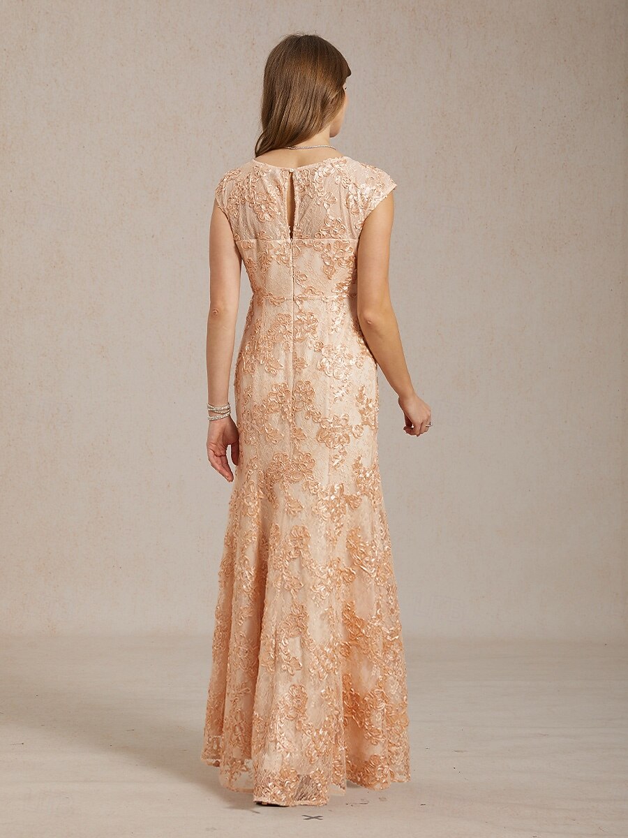 Women's Maxi Dress Sheath Dress Trumpet Mermaid Dress Lace Embroidered Sequins Elegant Wedding Guest Cocktail Party Floral Short Sleeve V Neck Pink Summer Spring Fall 2026 - $99.99 –P1