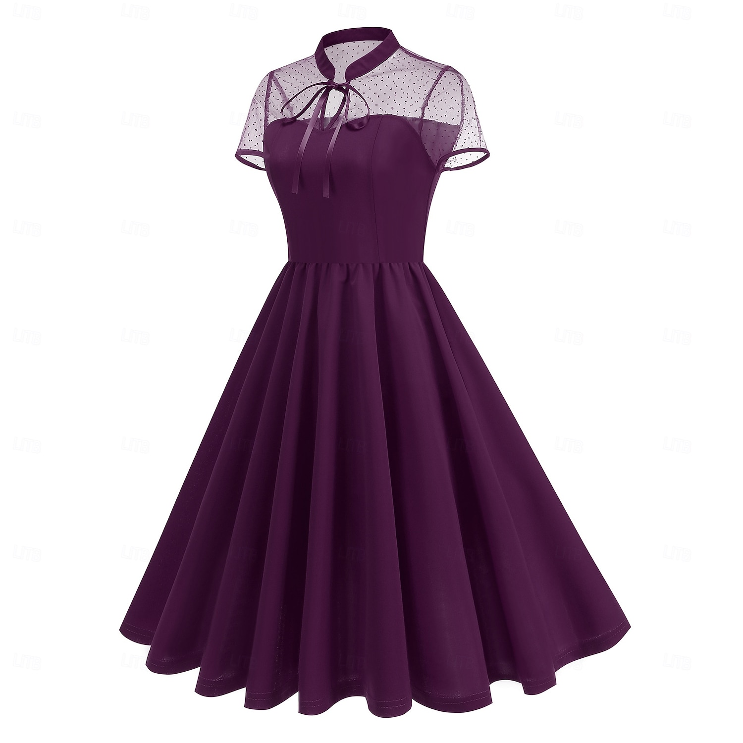 Années 1950 Rétro Vintage Midi Robe trapèze Robe Évasée Manches courtes Couleur Unie Ajusté & Évasé Balançoire Déguisement Femmes Carnaval Saint-Valentin Mascarade Vacances Tenue Quotidienne de 2026 ? $43.99 –P4