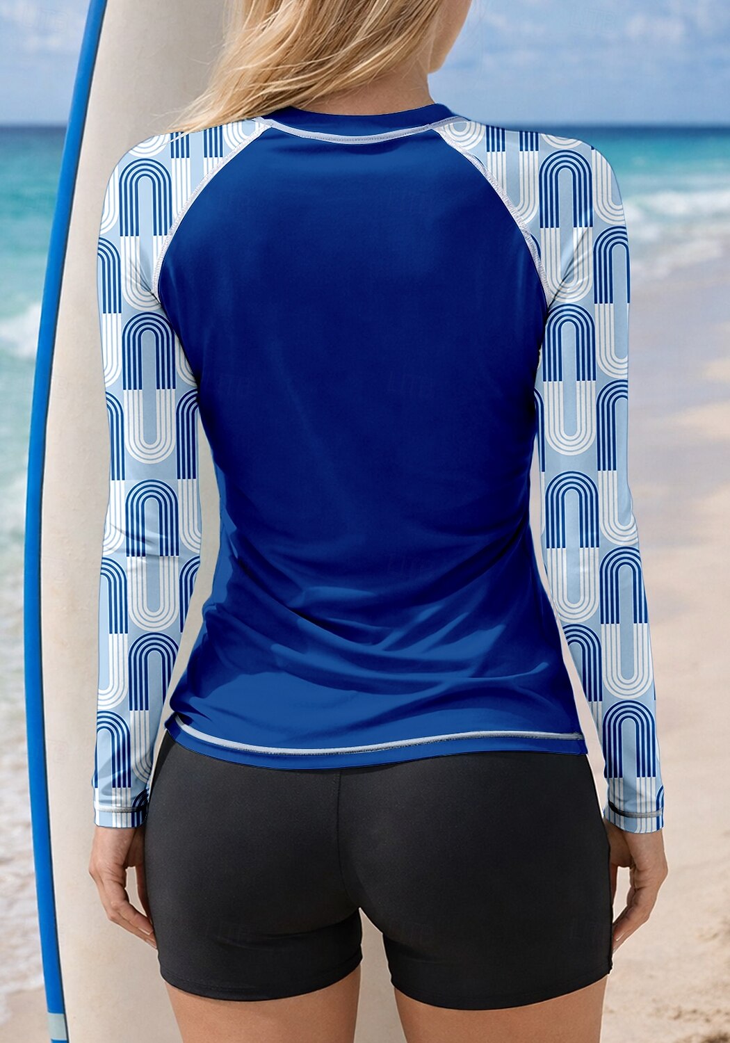 Damen Mittel Rash Guard Badeanzug Anti UV Shirt Tankini-Badeanzüge Geometrisch Farbblockierung 2 teilig Herausnehmbare Polsterung Boyleg UV-Sonnenschutz UPF50+ Elastisch Langarm Bademode Schutz gegen 2026 - $31.99 –P2