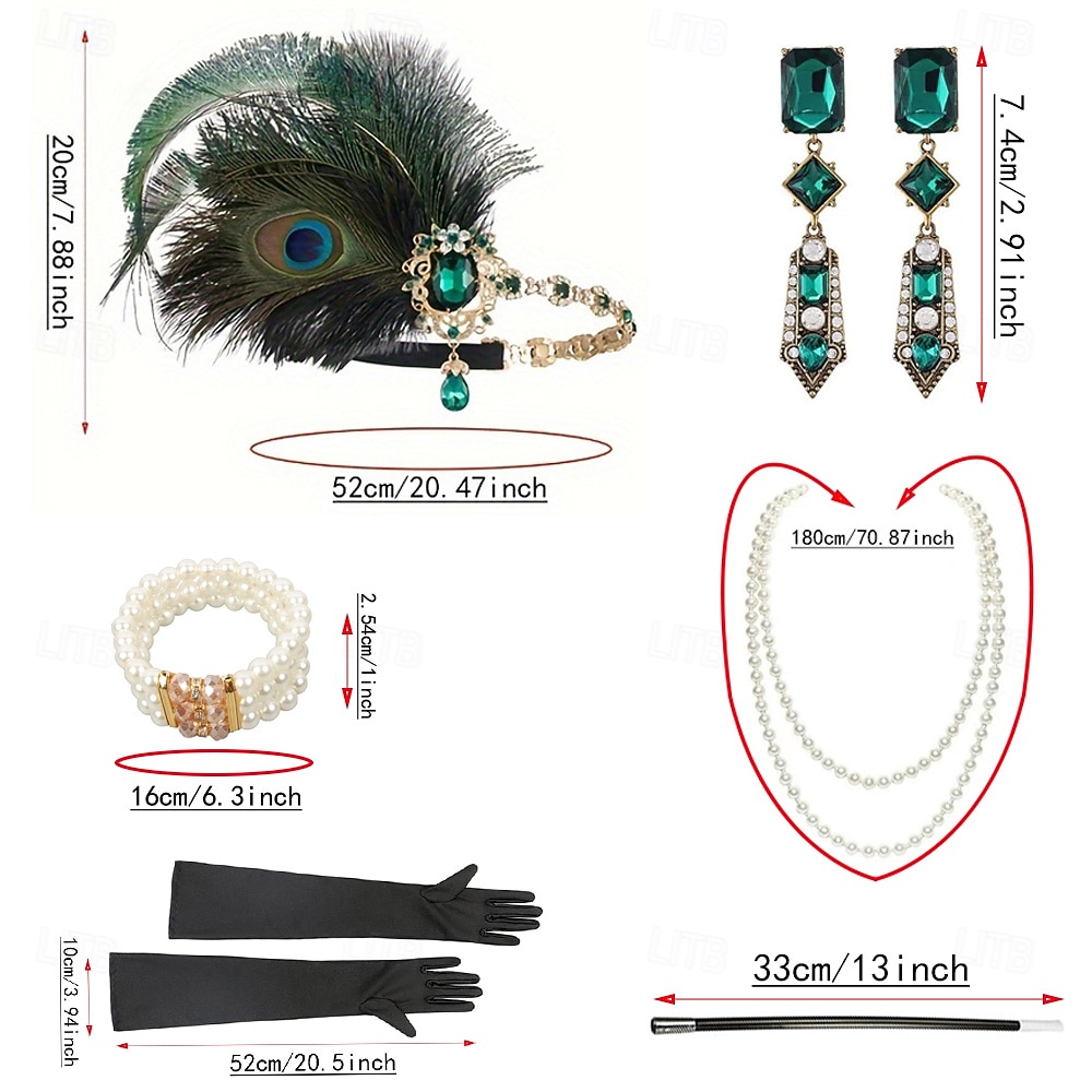 1920s Flapper Headband The Great Gatsby Collarless Fancy Dress Women's Carnival Masquerade Party Masquerade Adults' 1 Pair of Earrings 1 Bracelet Gloves 2026 - $46.99 –P8