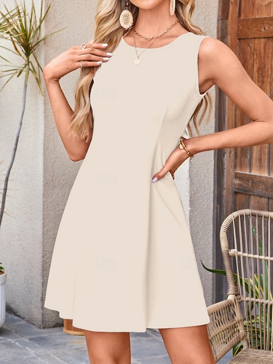 Damen Minikleid Sommerkleid Lässig Täglich Normale Passform Einfach Ärmellos Rundhalsausschnitt Weiß Rosa Rote Grün Sommer Frühling 2026 - $22.99 –P8