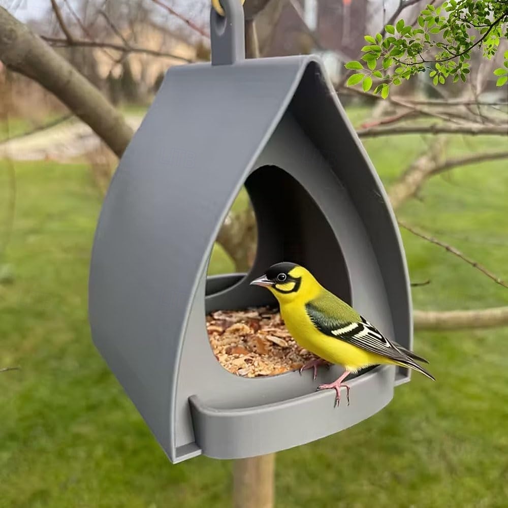 Κρεμαστή ταΐστρα πουλιών για κήπο με στέγη, πλαστική κρεμαστή ταΐστρα πουλιών, διακοσμητικός σταθμός ανοιχτού σχεδιασμού, ταΐστρες πουλιών για εξωτερικούς χώρους, ιδανικές για αυλή, αίθριο, κήπο και 2026 - $16.99 –P1