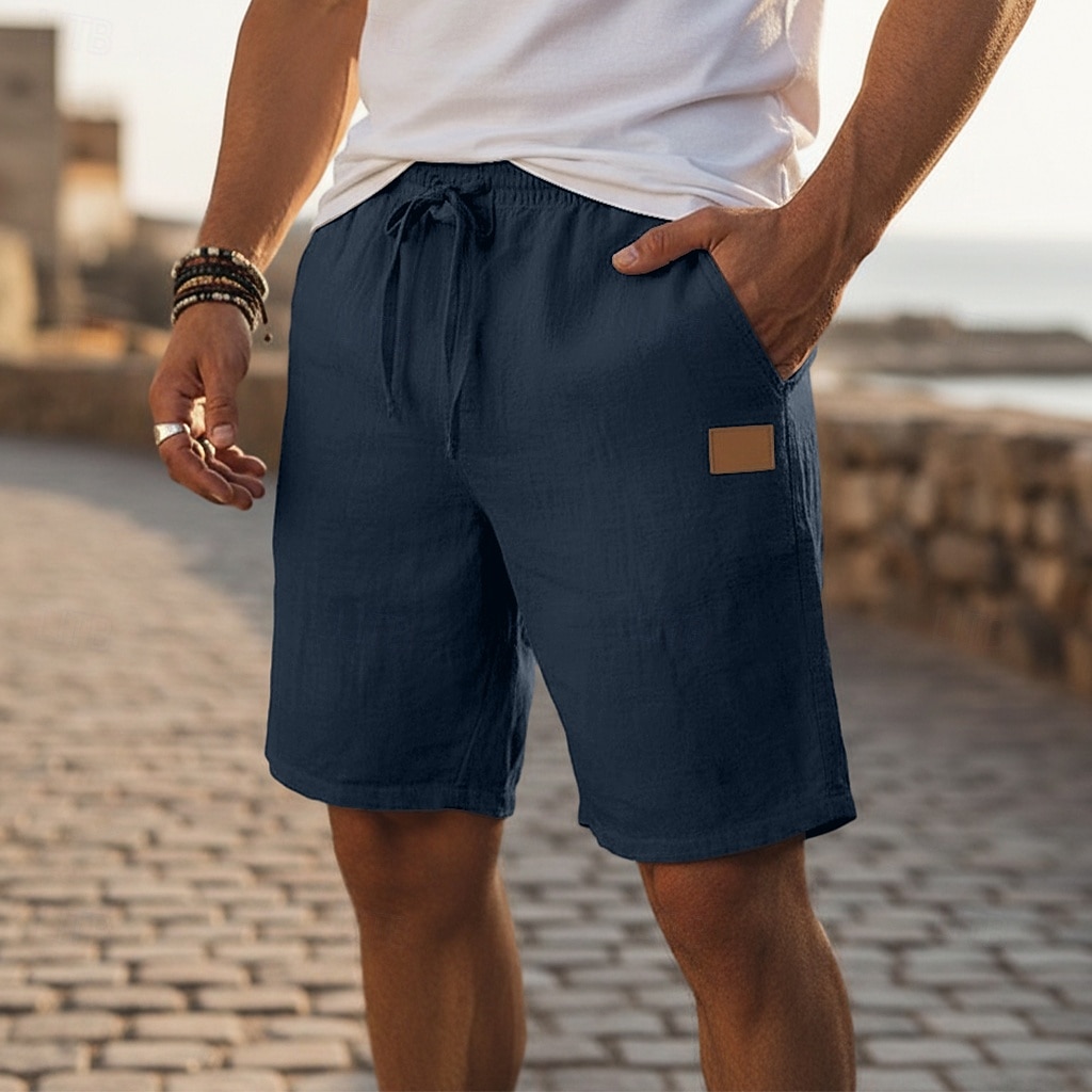 Per uomo Shorts Shorts di Lino Pantaloncini Estivi Shorts da Spiaggia Pantaloncini larghi Coulisse Elastico in vita Semplice Comodità Traspirante Lunghezza al ginocchio Quotidiano All'aperto Ferie del 2026 a $18.99 –P8