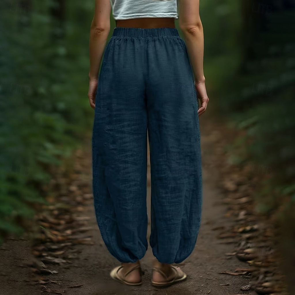 Women's Trousers Summer Pants Baggy Pants Vacation Fashion Casual Daily Full Length Mid Waist Solid Color Plain Drawstring Pocket Wide Leg Comfort Quick Dry Soft Inelastic Streetwear Beach Holiday 2026 - $25.99 –P11