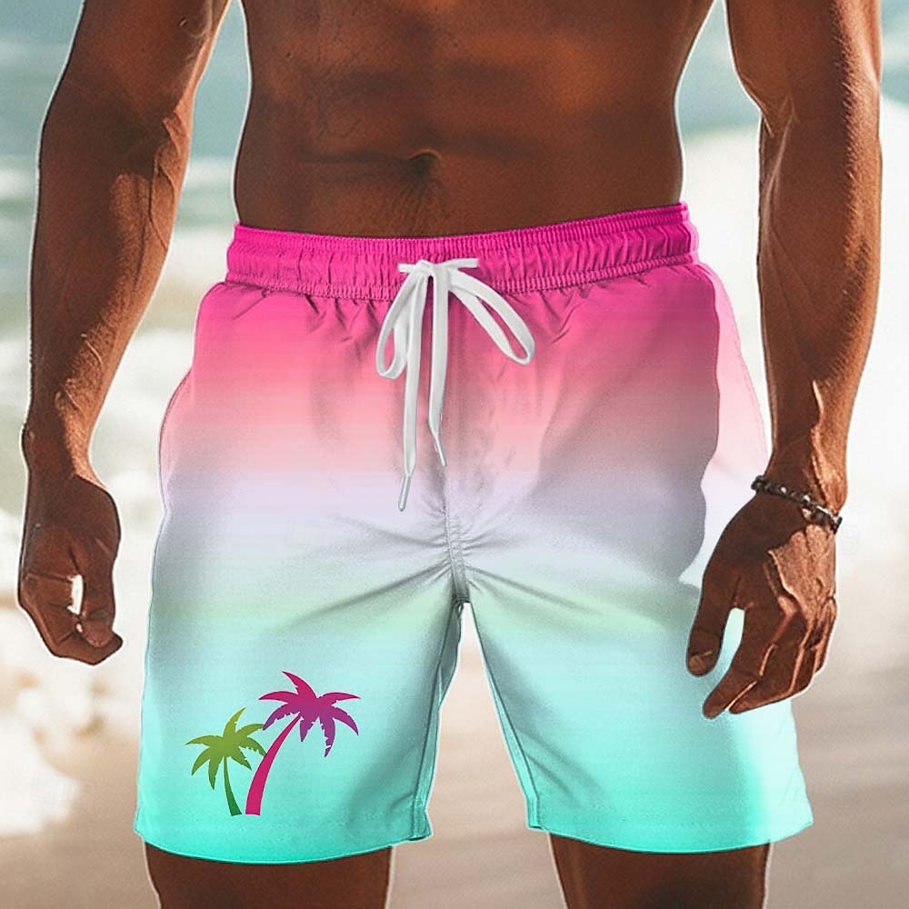 Per uomo Albero di Cocco Tramonto Colore sfumato Costumi da bagno Pantaloncini da mare Pantaloncini da Surf Misura del girovita medio Hawaiano Vacanza al Mare Tasche Laterali fodera in rete Coulisse del 2026 a $20.99 –P3