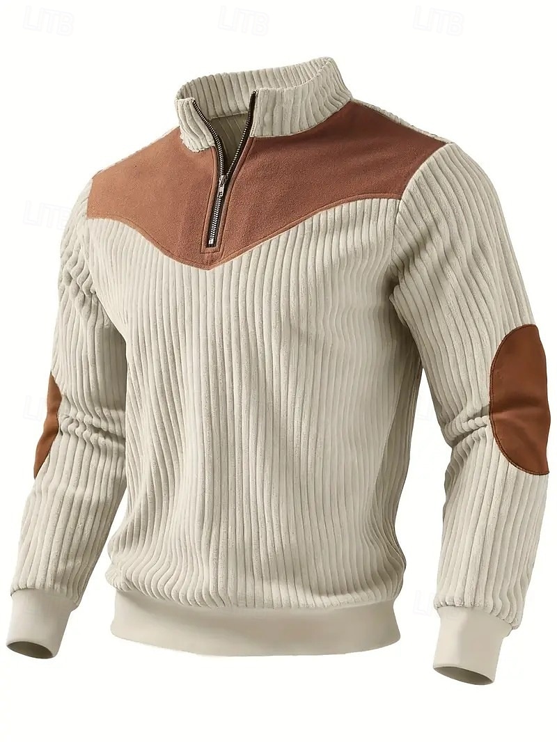 Hombre Polo Camisetas polo Vacaciones Calle Cremallera de un cuarto Manga Larga Moda Básico Bloque de color Retazos Bolsillo Otoño invierno Ajuste regular Negro Blanco Color Caquí Verde Ejército Polo 2026 - $22.99 –P3