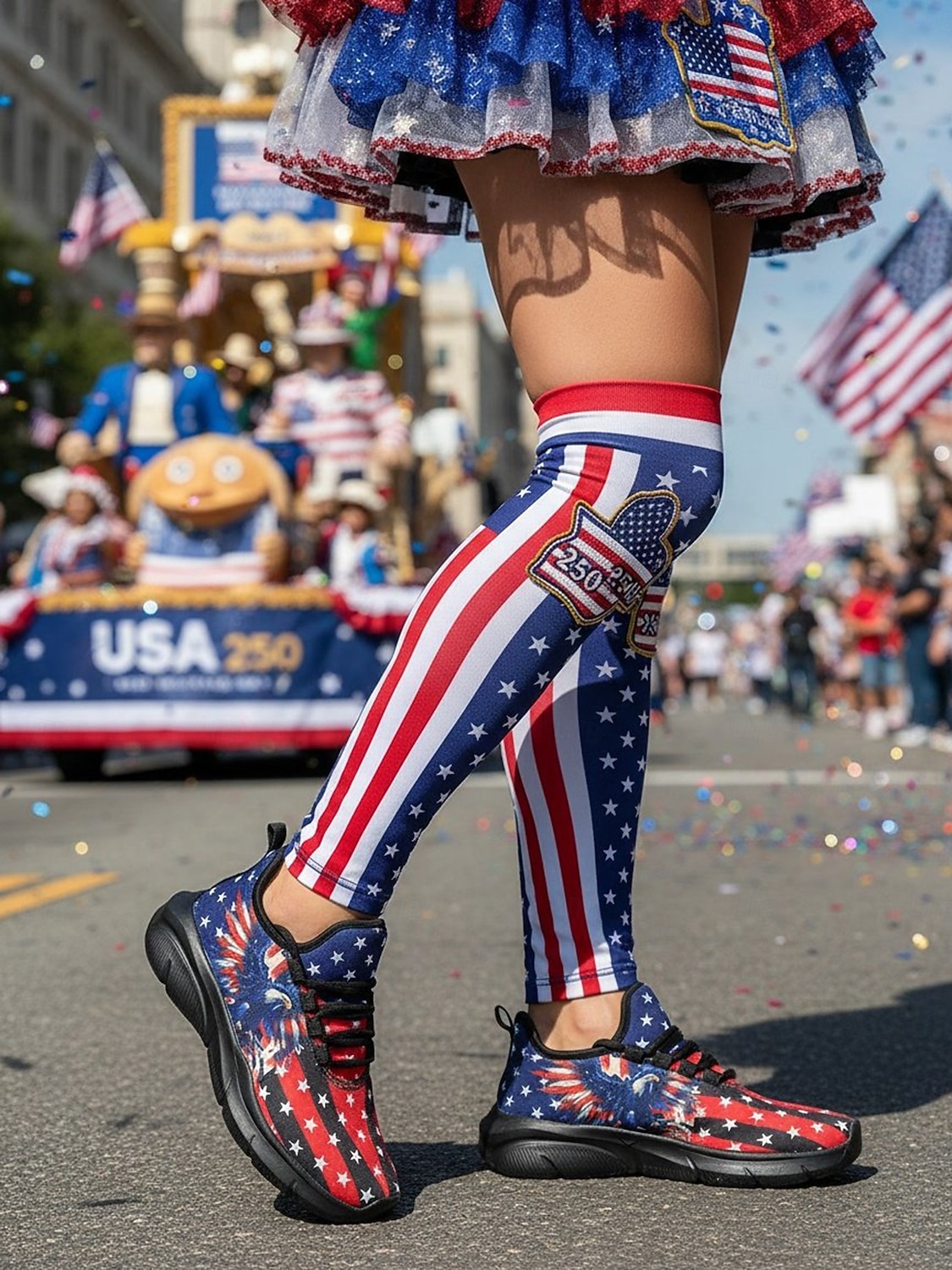 Statele Unite 250 de ani Aniversarea Pantofilor sport negri pentru femei cu imprimeu steagul SUA cu design cu vultur încălțăminte patriotică pentru Ziua Independenței parade festivaluri alergat și 2026 - $34.99 –P7