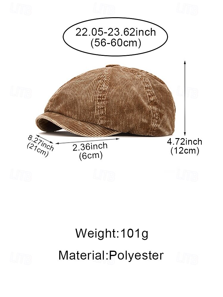 Herenbaret van polyester corduroy – verkrijgbaar in diverse kleuren – geschikt voor casual en dagelijks gebruik. 2026 - $14.99 –P12