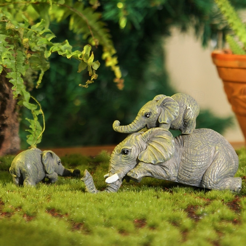 Collectable Elephant Shelf Sitter 3Pcs Set, Mother Elephant Hanging Baby Elephants on The Edge, Mantelpiece Decoration, Hand-Painted Resin Figurines for Home Decor Gift 2026 - $10.49 –P6