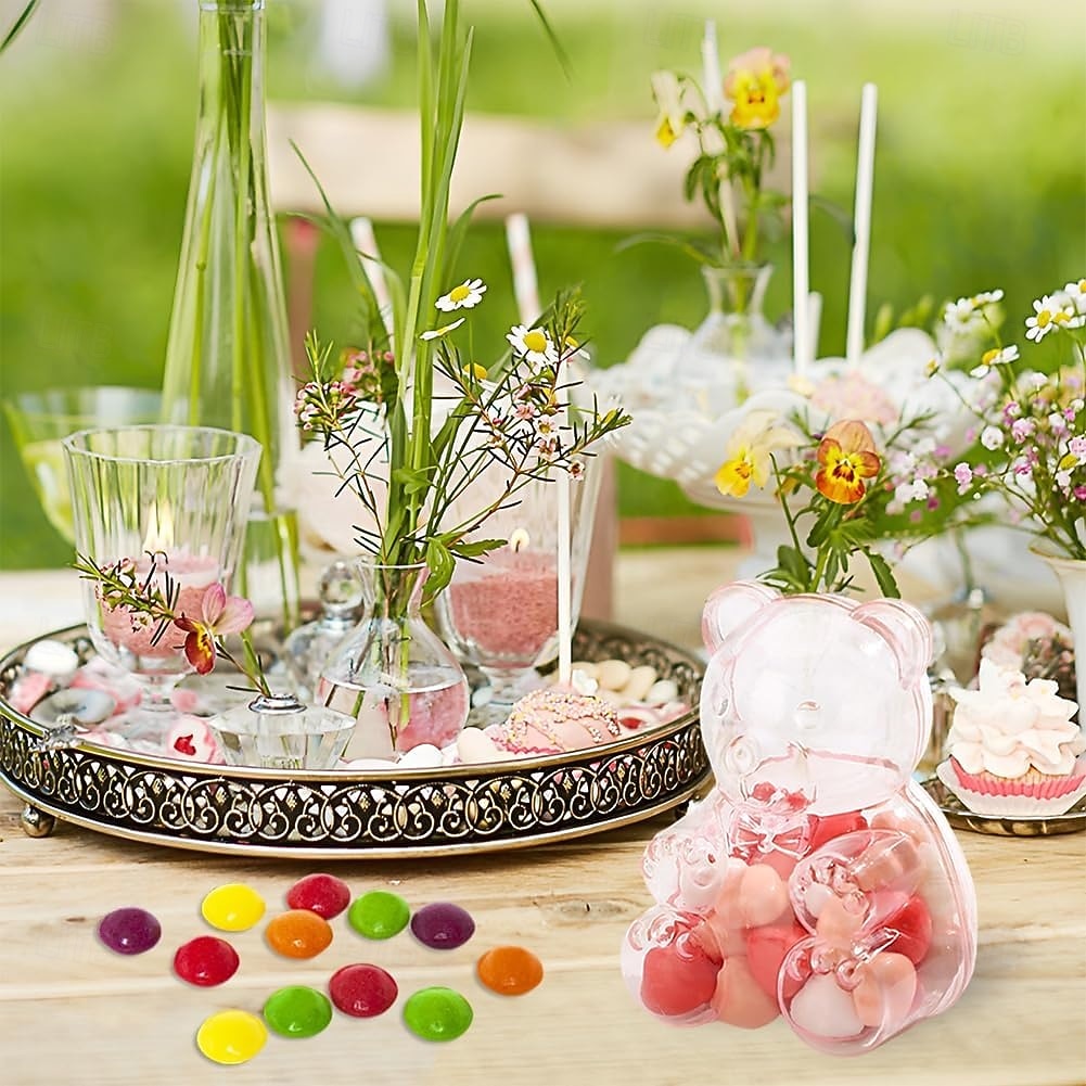 12 st söta björnformade godisaskar, genomskinliga fyllbara ornament, godisbehållare godsaksaskar, bröllopspresentaskar förvaringsbehållare godisburkar, för brudshower bröllop alla hjärtans dag 2026 - $22.99 –P7