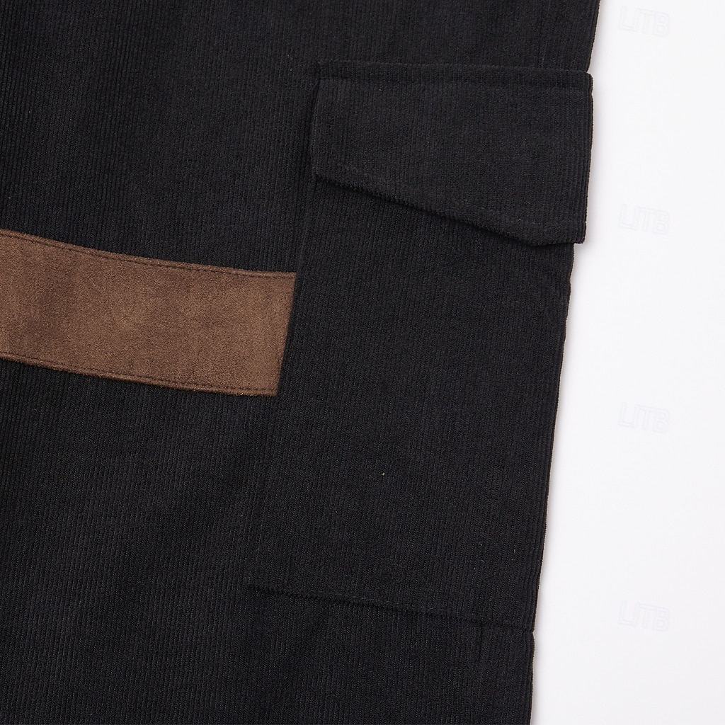 Men's Cargo Pants Cargo Trousers Corduroy Pants Work Pants Suede Pants Patchwork Multi Pocket Straight Leg Plain Moisture Wicking Breathable Full Length Outdoor Daily Fashion Retro Vintage Black Blue 2026 - $39.99 –P10