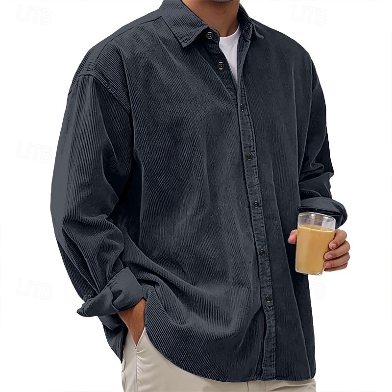 Ανδρικά Πουκάμισο Casual πουκάμισο Κοτλέ πουκάμισο Πουκάμισο με κουμπιά Μαύρο Λευκό Βαθυγάλαζο Θαλασσί Βυσσινί Μακρυμάνικο Απορρίπτω ΕΞΩΤΕΡΙΚΟΥ ΧΩΡΟΥ Δρόμος Ρούχα Βίντατζ Καθημερινό 2026 - $29.99 –P12
