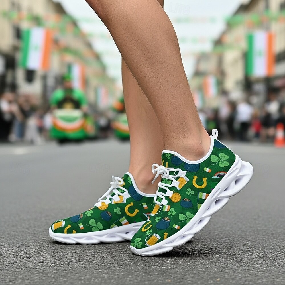 Męskie trampki sportowe Green Clover na Dzień Świętego Patryka – oddychające i wygodne buty do biegania na paradę irlandzką, spacery na świeżym powietrzu, imprezy świąteczne i do codziennego użytku 2026 - $42.99 –P1