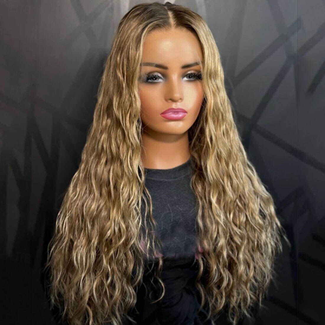 Human Hair 5x5 Closure 13x4 Lace Front Wig Middle Part Brazilian Hair Curly Water Wave Blonde Multi-color Wig 150% 180% Density with Baby Hair Ombre Hair Natural Hairline 100% Virgin Glueless For 2026 - $388.59 –P4
