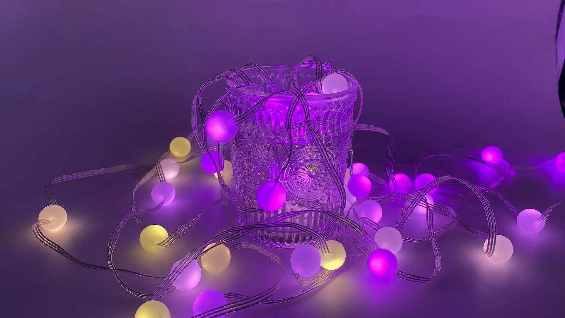 Μίνι φωτιστικά RGB με μπάλα, αδιάβροχα IP65, έλεγχος με εφαρμογή bluetooth, τροφοδοσία μέσω USB, τηλεχειριστήριο 24 πλήκτρων με χρονοδιακόπτη, εσωτερικός/εξωτερικός κήπος, βεράντα, γάμος, πάρτι, 2026 - $14.49 –P6