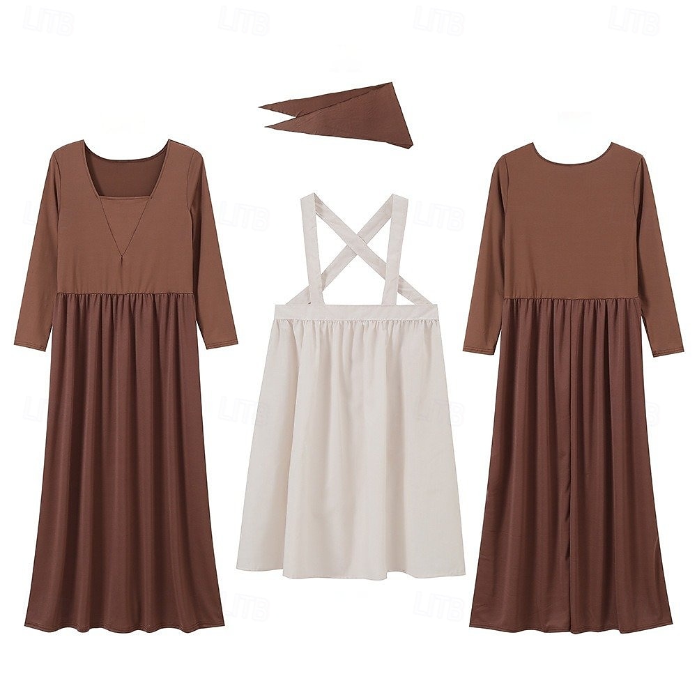 250th Anniversary USA 19th Century 1800s Ankle Length Prairie Dress Bonnet and Apron Set Long Sleeves Pioneer Girl Colonial Pioneer Revolutionary War Costumes Fancy Dress Women's Halloween Carnival 2026 - $40.99 –P9