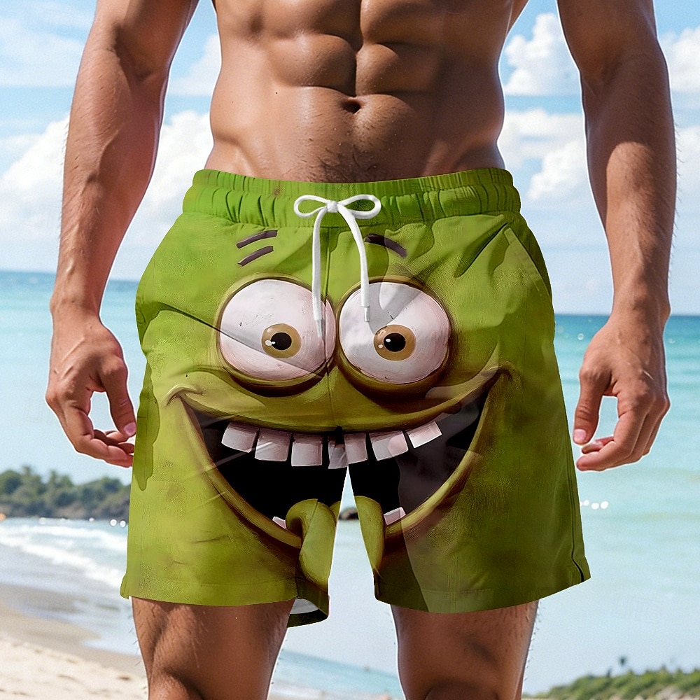 Herren Optische Täuschung 3D Zeichentrick Lächelndes Gesicht Badehosen Badeshorts Boardshorts Mittlere Taille Hawaiianisch Lustig Strandurlaub Seitentaschen Netzfutter Elastischer Kordelzug in der 2026 - $20.99 –P4