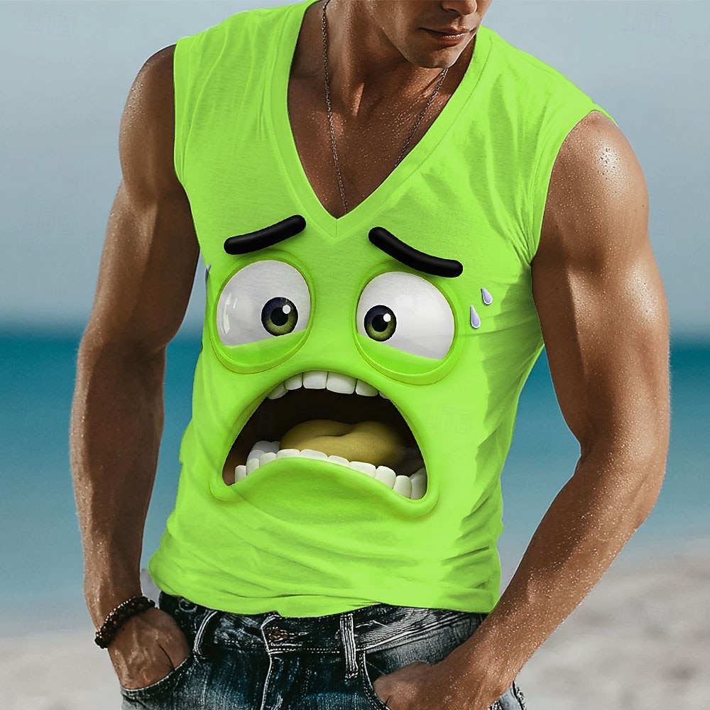 Per uomo 3D Emote divertenti Maglietta Senza Maniche maglietta Stampa 3D Scollo a V Camicia Tropicale All'aperto Vacanza Camicia hawaiana Blu Giallo Viola Estate Primavera Abbigliamento S M L XL XXL del 2026 a $17.99 –P3