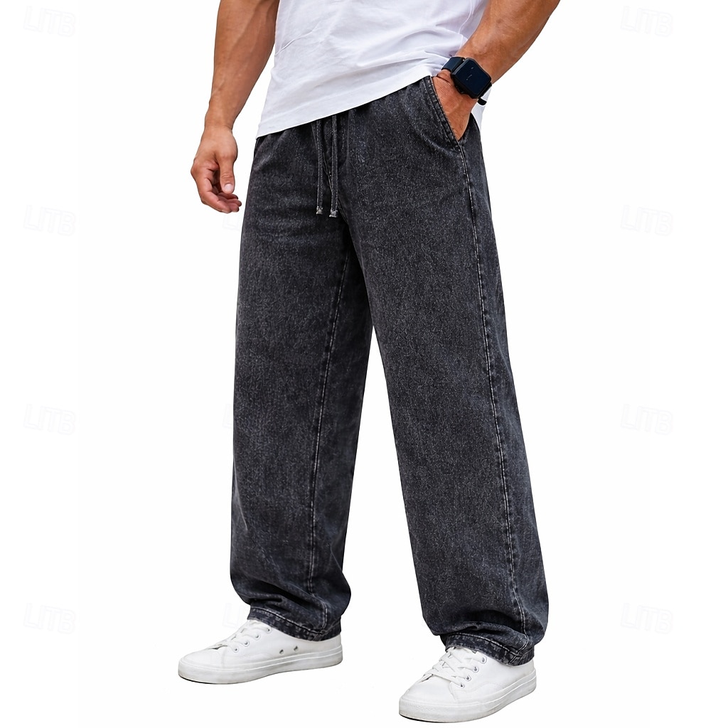 SoftFade™ Pantalons pour Hommes 100 % Coton Pantalons Amples Pantalons Décontractés Pantalons Lavés À L'Acide À Cordon Élastique Taille Droite Longueur Complète Quotidien Mode De Vacances Streetwear de 2026 ? $29.99 –P2