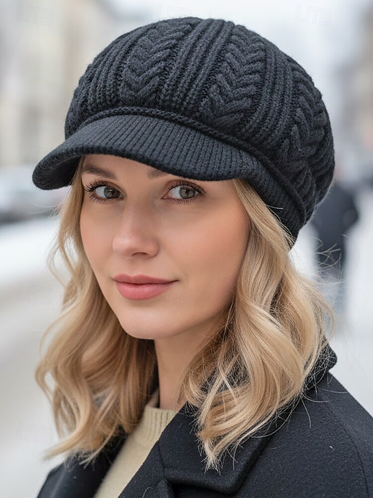 Strikket baseballcaps for kvinner med fleecefôr, flere farger, varm og koselig vinterlue 2026 - $11.99 –P6