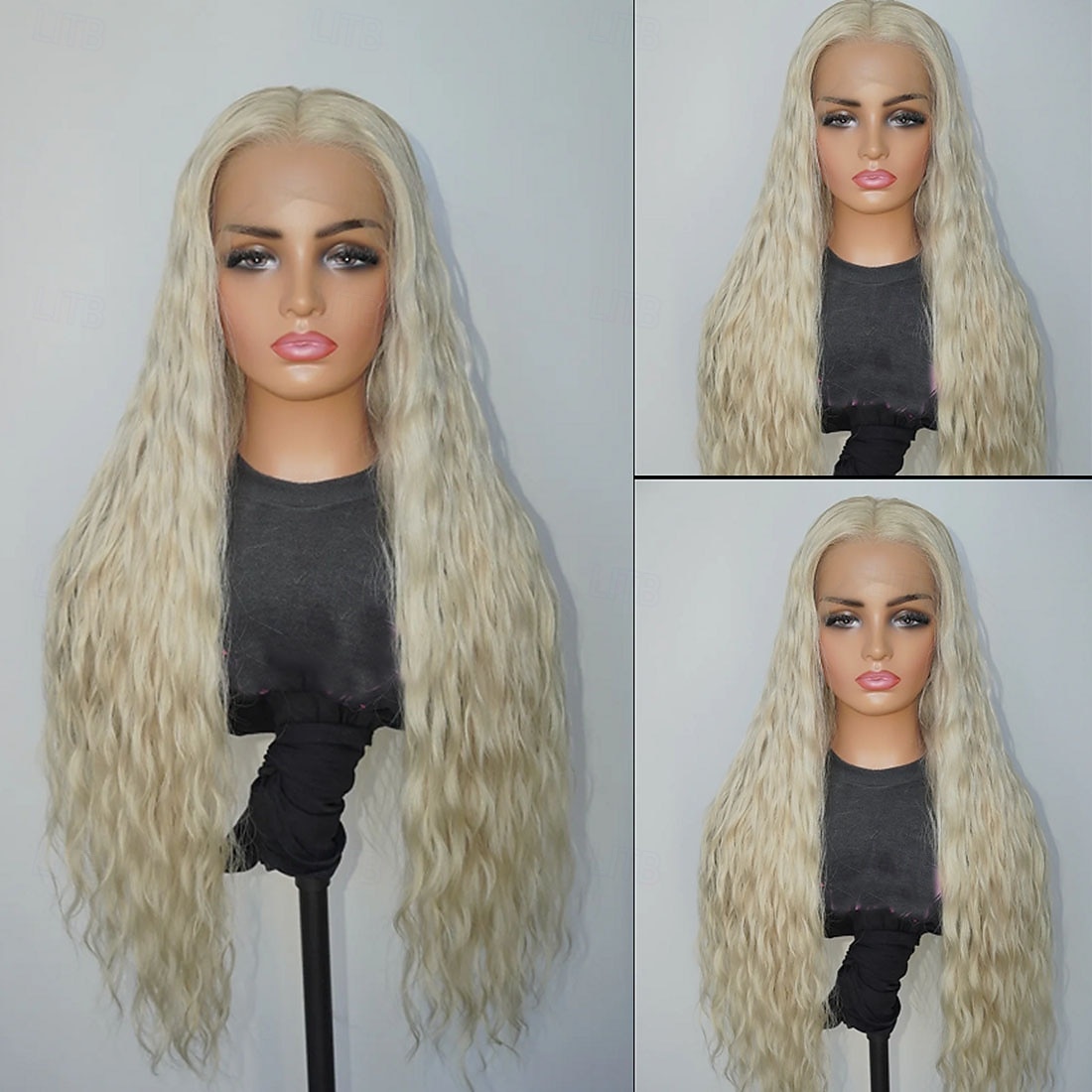 Brazilian Hair 100% Virgin Human Hair 13x4 Lace Front Human Hair Wig Curly Water Wave Ash Blonde Wig with Baby Hair Natural Hairline 5x5 Closure Glueless Pre-Plucked For Women 2026 - $388.59 –P4